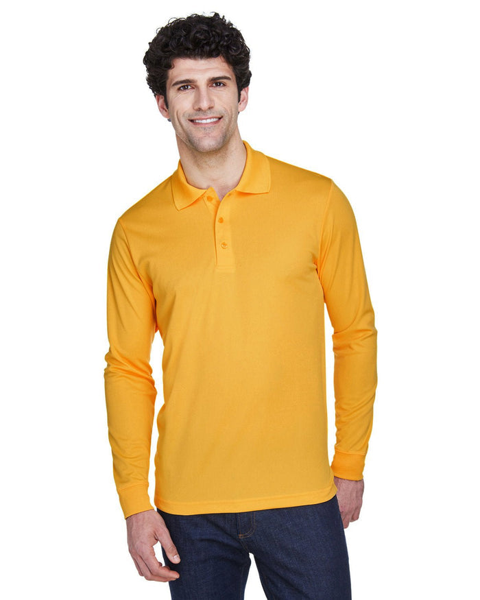 Core 365 88192 Men's Pinnacle Performance Long - Sleeve Piqu Polo - Ninja Transfers