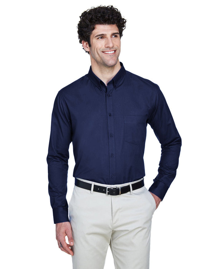 Core 365 88193 Men's Operate Long - Sleeve TwillShirt - Ninja Transfers
