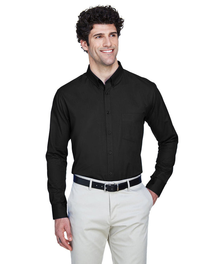 Core 365 88193 Men's Operate Long - Sleeve TwillShirt - Ninja Transfers