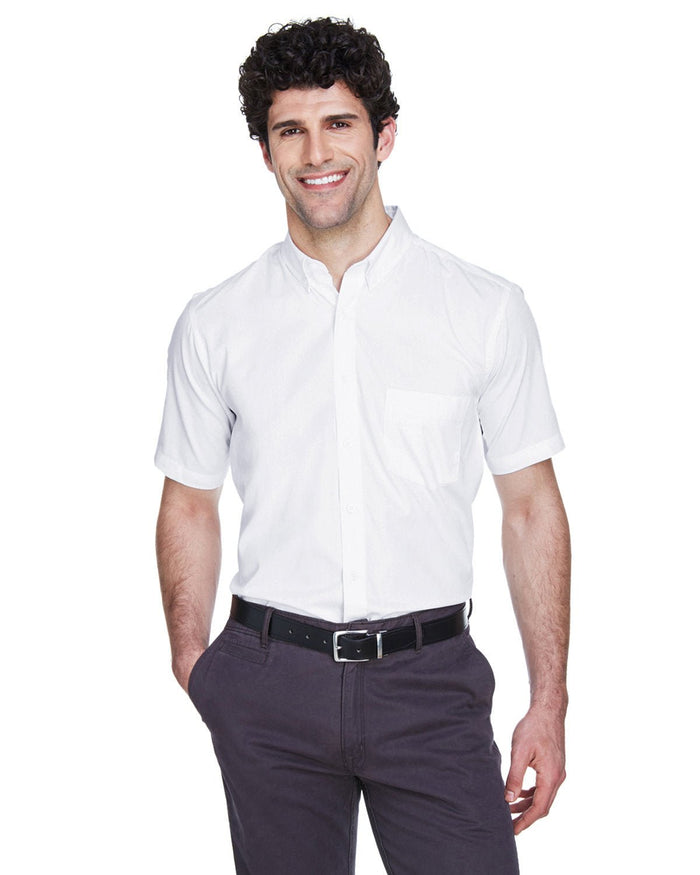 Core 365 88194 Men's Optimum Short - Sleeve Twill Shirt - Ninja Transfers
