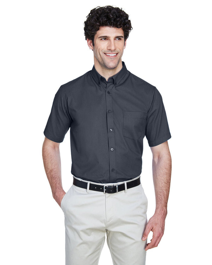 Core 365 88194 Men's Optimum Short - Sleeve Twill Shirt - Ninja Transfers