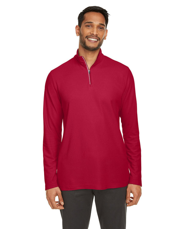 Core 365 CE405 Men's Fusion ChromaSoft Pique Quarter - Zip - Ninja Transfers