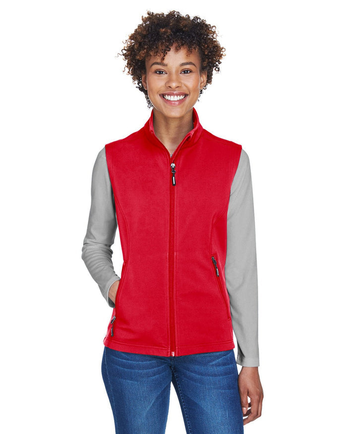 Core 365 CE701W Ladies' Cruise Two - Layer Fleece Bonded SoftShell Vest - Ninja Transfers