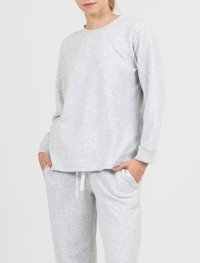 Cosy Quilted Crew Neck Long Sleeve Pullover