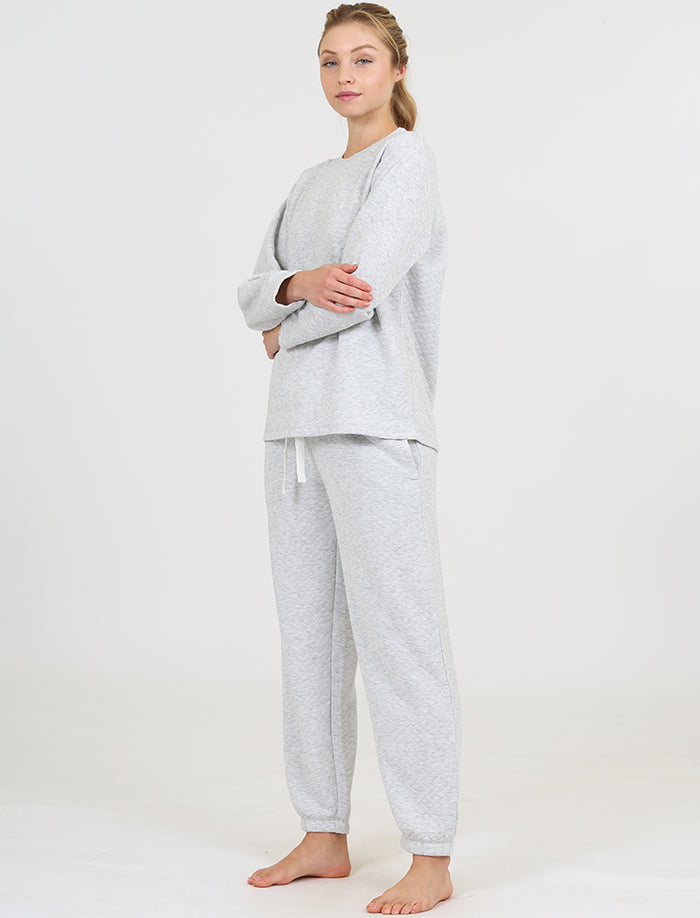 Cosy Quilted Crew Neck Long Sleeve Pullover