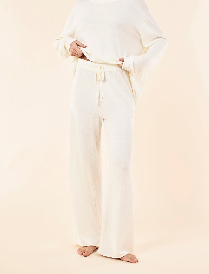 Cotton Cashmere Fine Knit Full Length Pant
