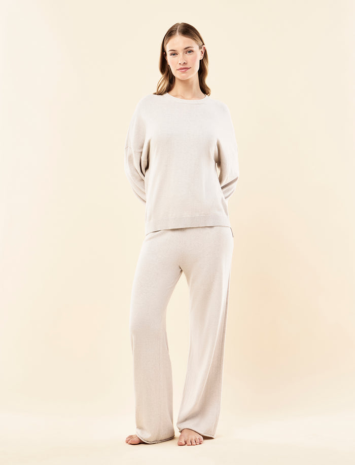 Cotton Cashmere Straight Leg Pant