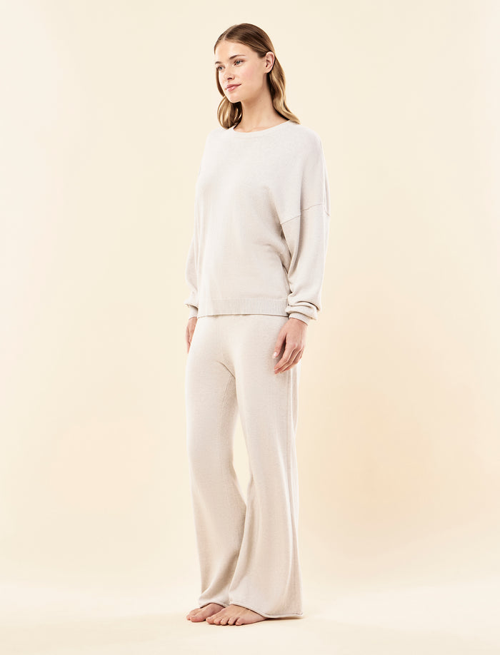 Cotton Cashmere Straight Leg Pant