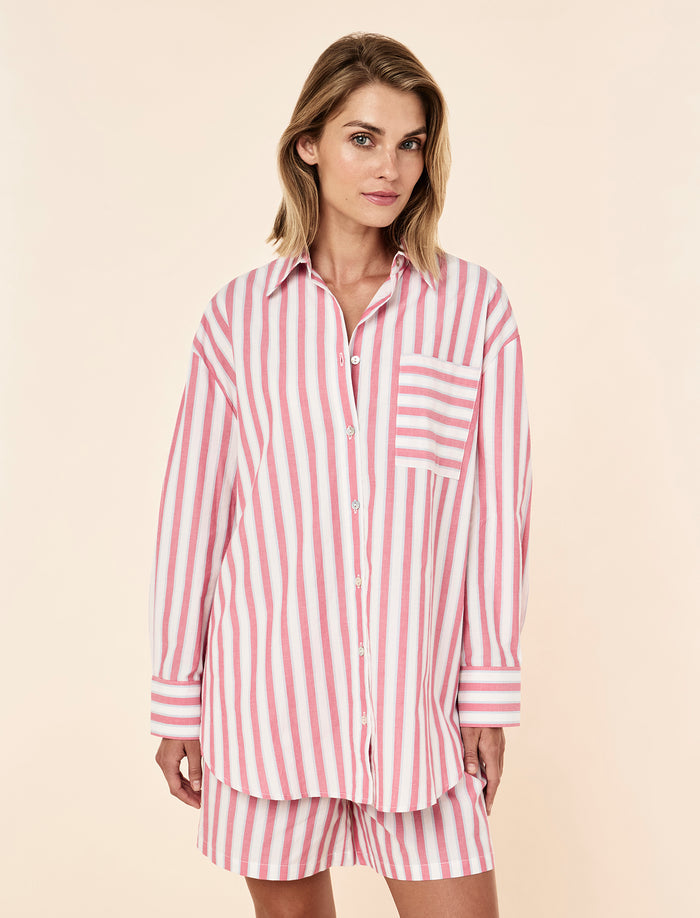 Cotton Stripe Shirting Boxer PJ Set