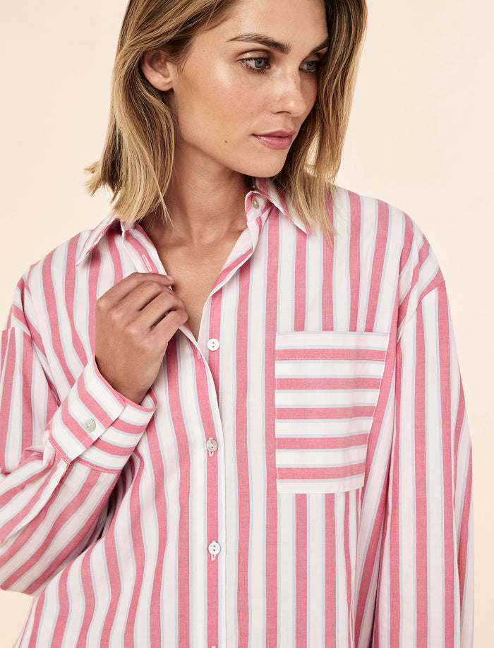 Cotton Stripe Shirting Boxer PJ Set