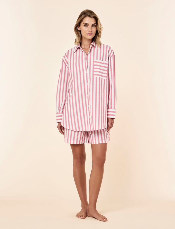 Cotton Stripe Shirting Boxer PJ Set
