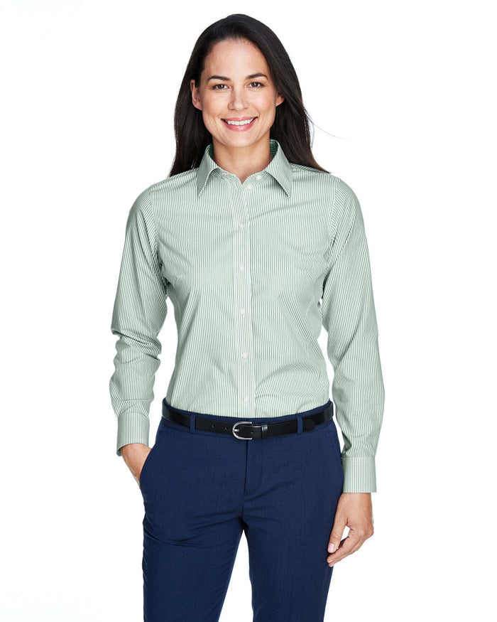 Devon & Jones D645W Ladies' Crown Woven Collection Banker Stripe
