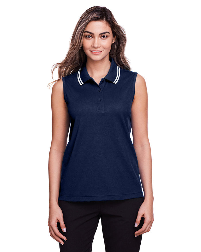 Devon & Jones DG20SW Ladies' CrownLux Performance Plaited Tipped Sleeveless Polo