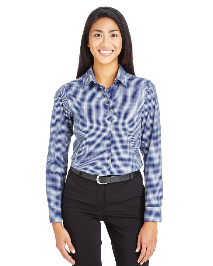 Devon & Jones DG535W CrownLux Performance Ladies' Tonal Mini Check Shirt