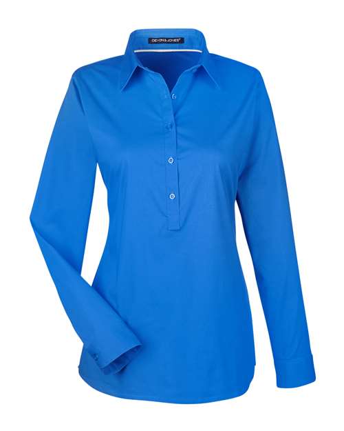 Devon & Jones DP610W Women's Perfect Fit Half-Placket Tunic Dress Shirt