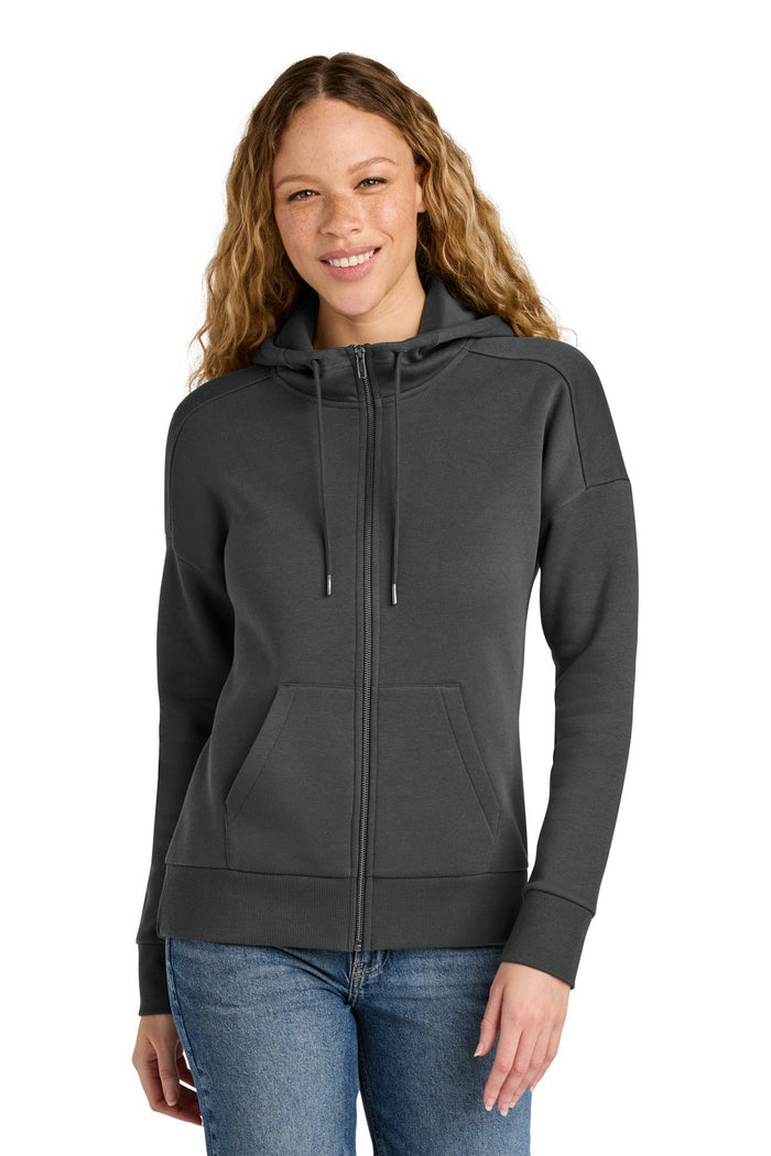 District DT1104 Women's Perfect Weight  Fleece Drop Shoulder Full-Zip Hoodie
