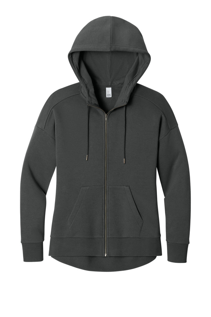 District DT1104 Women's Perfect Weight  Fleece Drop Shoulder Full-Zip Hoodie