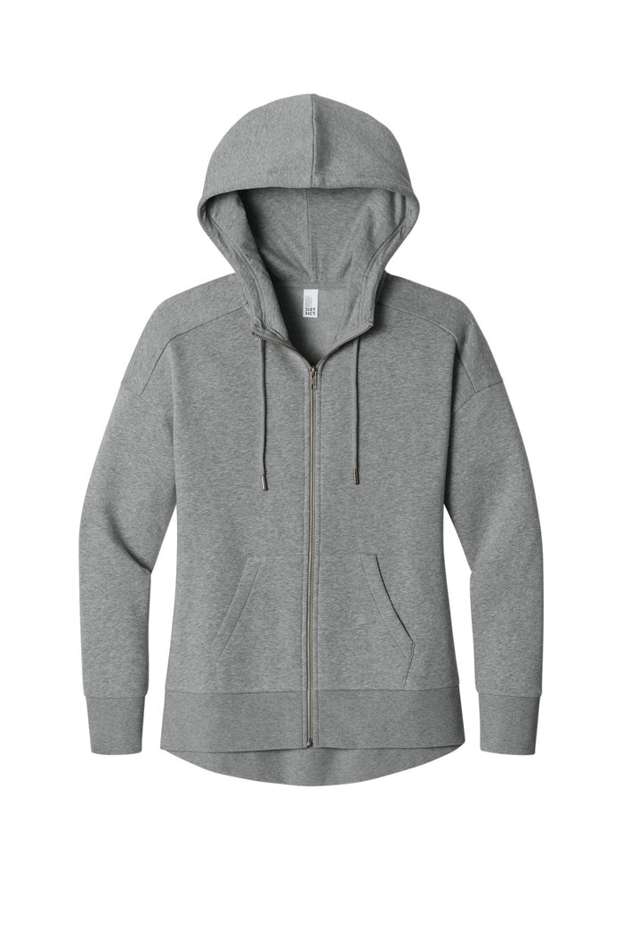 District DT1104 Women's Perfect Weight  Fleece Drop Shoulder Full-Zip Hoodie