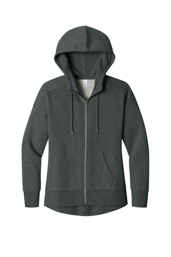 District DT1104 Women's Perfect Weight  Fleece Drop Shoulder Full-Zip Hoodie