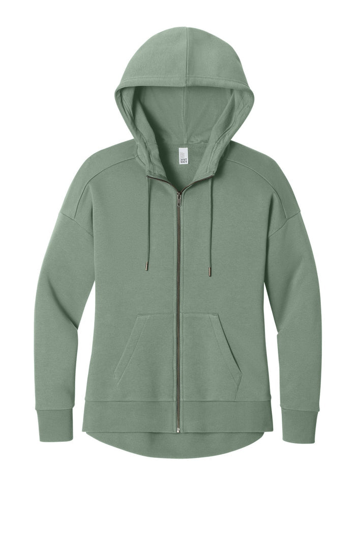 District DT1104 Women's Perfect Weight  Fleece Drop Shoulder Full-Zip Hoodie