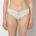 Diva Thong Panty with Timeless Lace Up Detail in Pearled Ivory