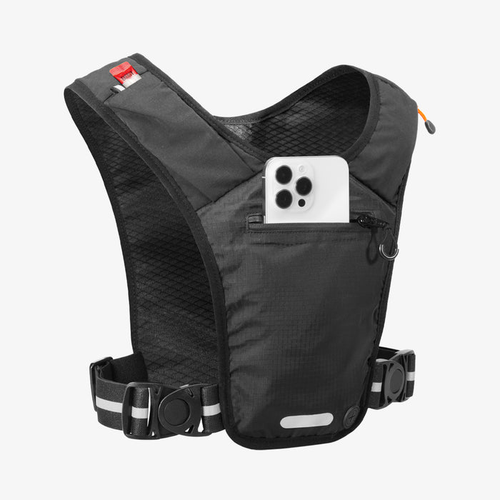 AMP07603 - Dynamic Shield™ Running Vest | A720 M-L in Black showing the front with small pocket