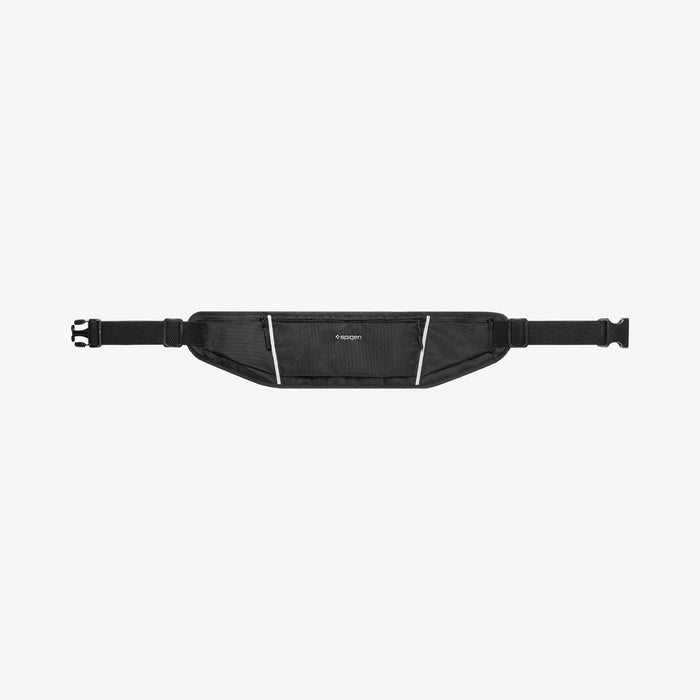 AMP04618 - Dynamic Shield™ Running Waistpack in black showing the front with waistpack laid out flat