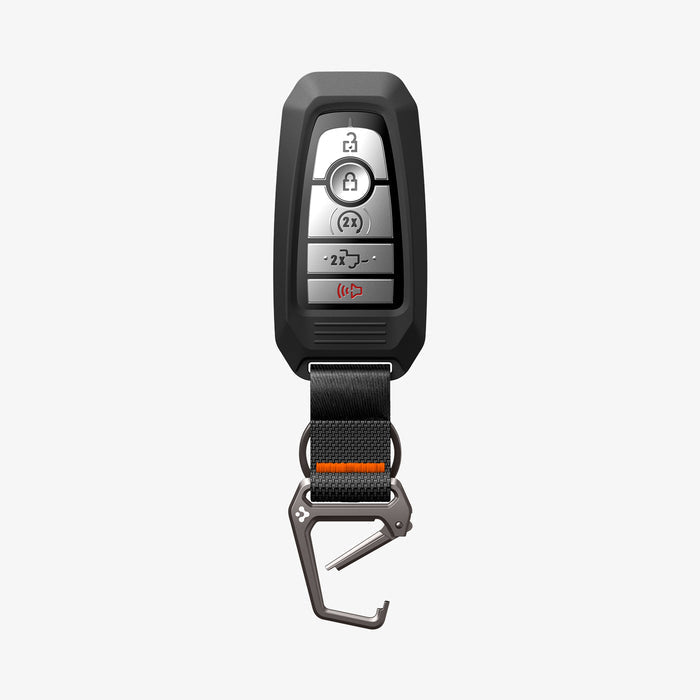 ACS09430 - Ford Key Fob Cover | FK100 in Matte Black showing the front, carabiner open