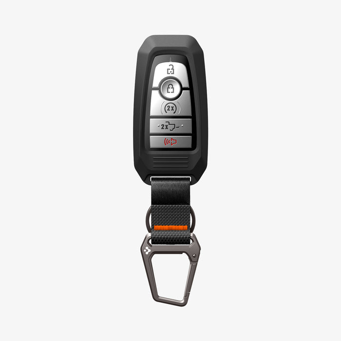 ACS09430 - Ford Key Fob Cover | FK100 in Matte Black showing the front, carabiner closed