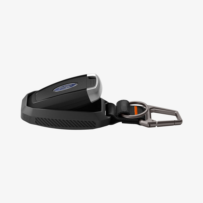 ACS09430 - Ford Key Fob Cover | FK100 in Matte Black showing the key fob partially inserted inside the cover