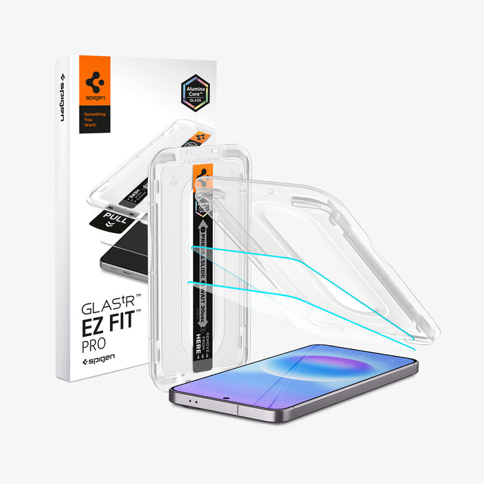 AGL11397 - Spigen GLAStR EZ Fit Pro Pro Galaxy A57 5G screen protector 2-pack with Alumina Core glass and installation tray with retail packaging