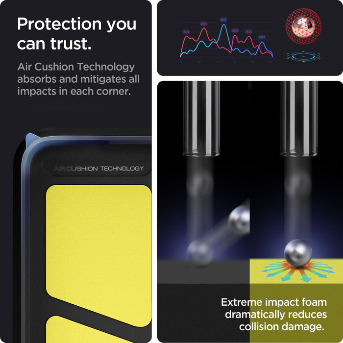 ACS04319 - Galaxy A33 5G Case Tough Armor in Black showing the protection you can trust. Air Cushion Technology absorbs and mitigates all impacts in each corner. Extreme impact foam dramatically reduces collision damage
