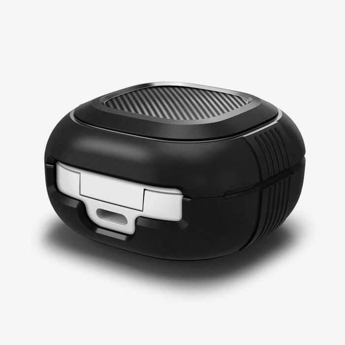 ASD01276 - Galaxy Buds 2 Pro / 2 / Pro / Live Case Rugged Armor in matte black showing the back, side and top