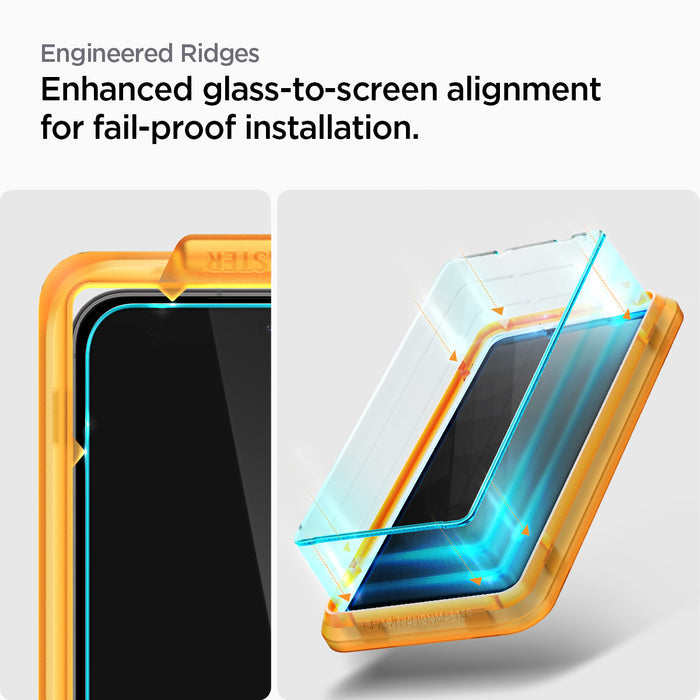 AGL06986 - Galaxy S23 FE Alignmaster Full Cover Engineered ridges. enhanced glass to screen alignment for fail proof installation.