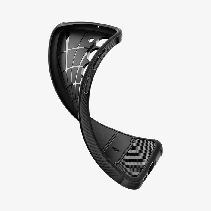 ACS05665 - Galaxy S23 Plus Case Rugged Armor in matte black showing the case bending to show the flexibility