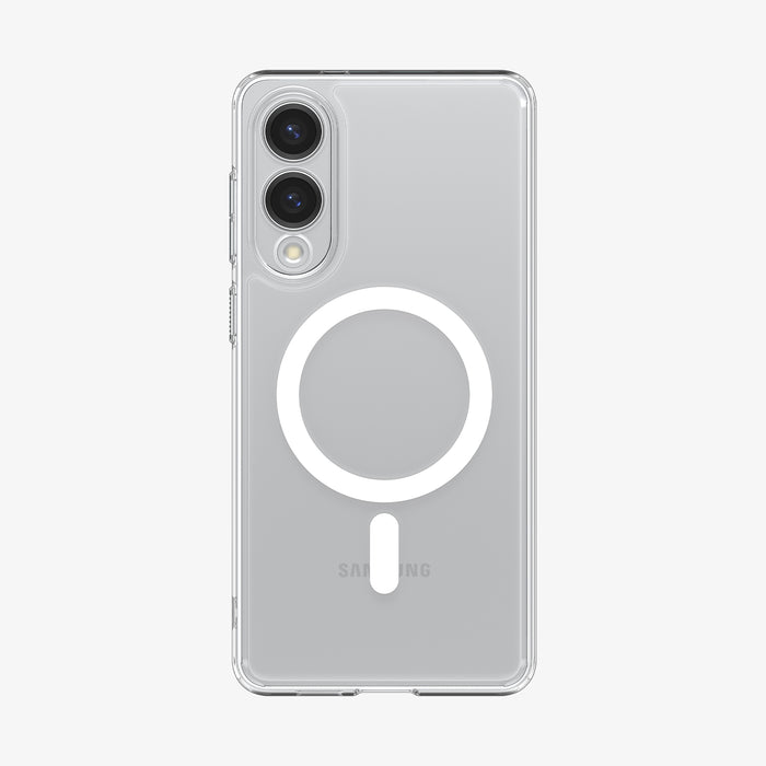 ACS09418 - Galaxy S25 Edge Case Ultra Hybrid (MagFit) in Clear White showing the back