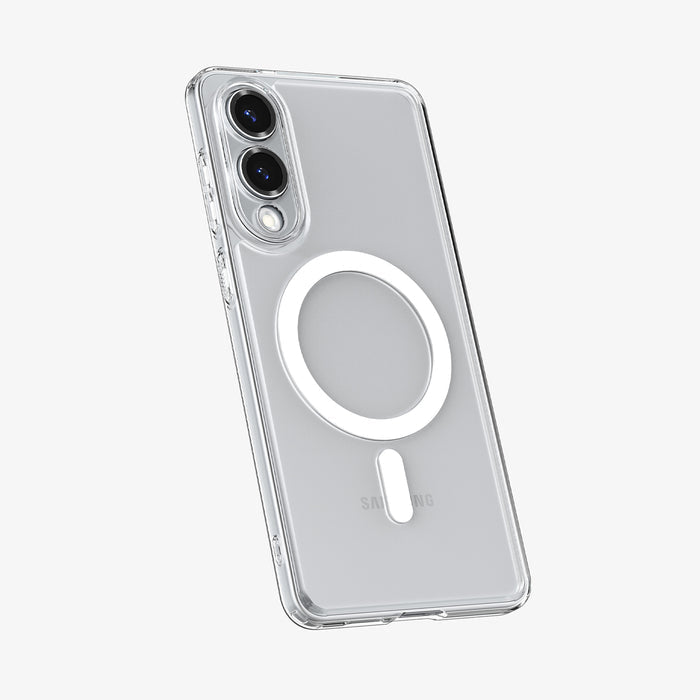 ACS09418 - Galaxy S25 Edge Case Ultra Hybrid (MagFit) in Clear White showing the back, partial side and bottom