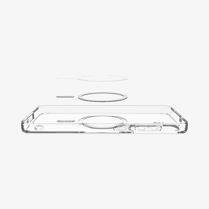 ACS10027 - Galaxy S25 FE Case Ultra Hybrid Metal Ring (MagFit) in crystal clear showing the side and magnet ring layer