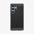 ACS08951 - Galaxy S25 Ultra Case Rugged Armor (MagFit) in Matte Black showing the back