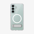 ACS11644 - Galaxy S26 FE Slim Armor Essential (Mag Fit) showing Galaxy S26 FE in a clear case with magnetic ring and built in kickstand