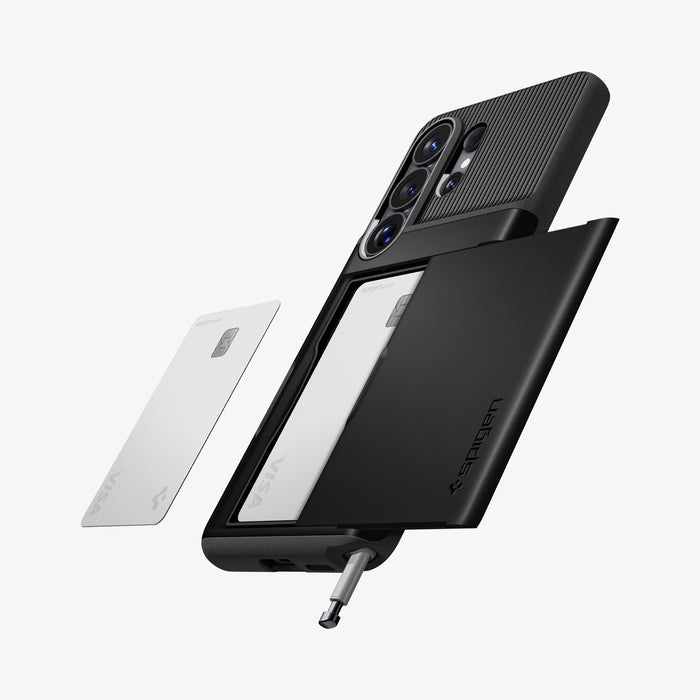 ACS11036 - Galaxy S26 Ultra Slim Armor CS in Black showing the back with the card holder