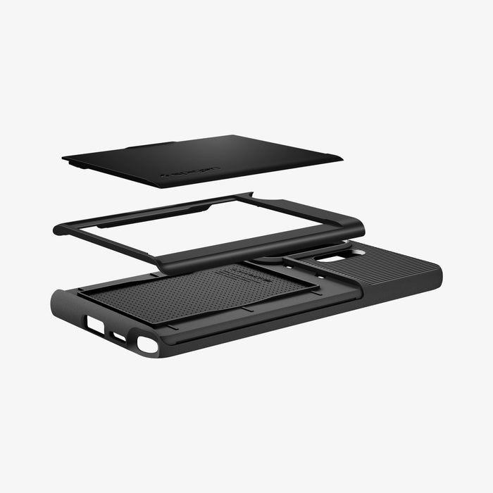 ACS11036 - Galaxy S26 Ultra Slim Armor CS in Black showing the back hovering card holder
