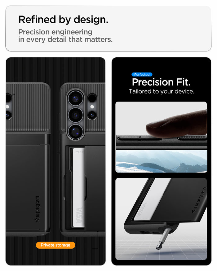 ACS11036 - Galaxy S26 Ultra Slim Armor CS in Black showing refined by design. precision engineering in every detail that matters