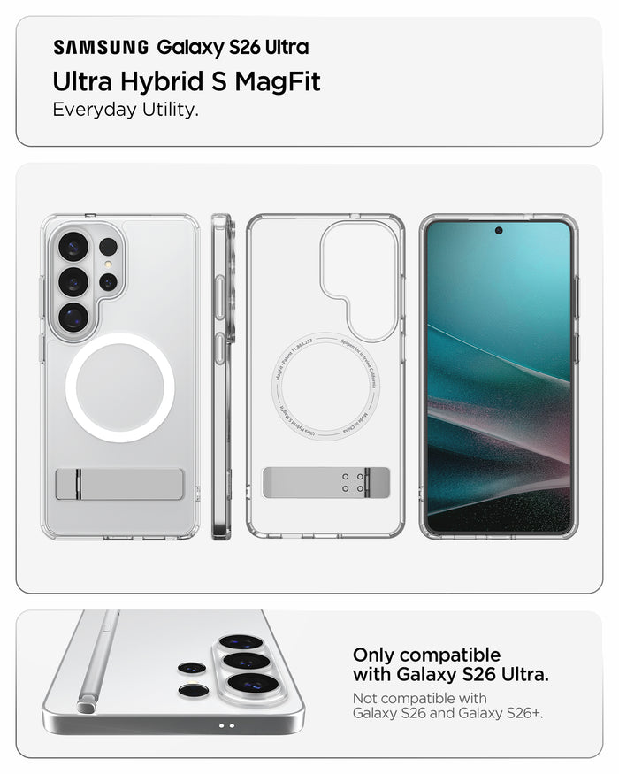 ACS11032 - Galaxy S26 Ultra Case - Ultra Hybrid S (Mag Fit) Clear White showing everyday utility ultra hybrid s magfit