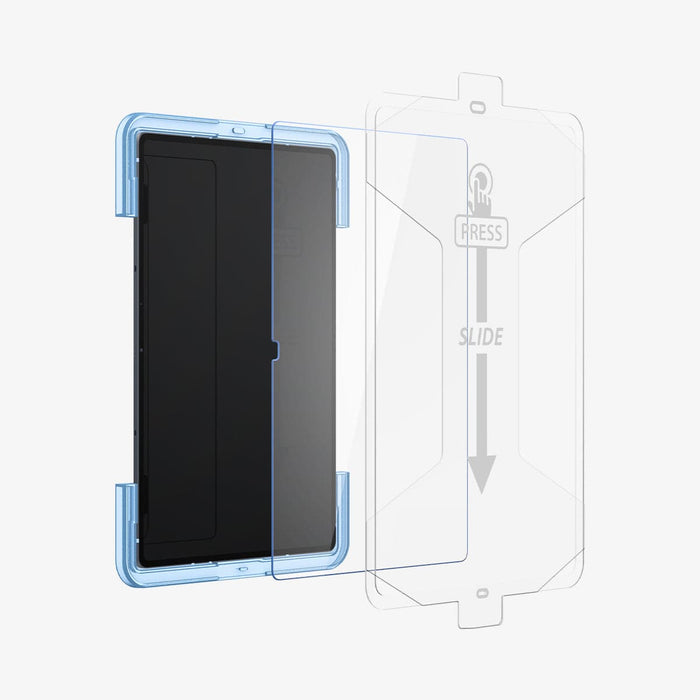 AGL04226 - Galaxy Tab S8 Ultra Screen Protector EZ Fit GLAS.tR showing the device, screen protector and ez fit tray
