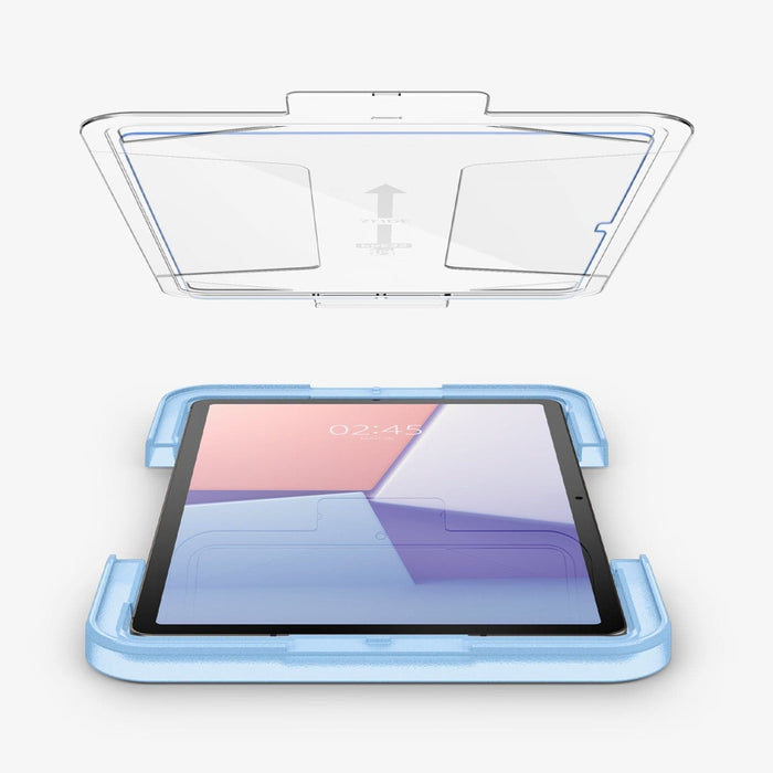 AGL07000 - Galaxy Tab S9 Screen Protector EZ FIT GLAS.tR showing the device installed on ez fit tray and screen protector above being installed