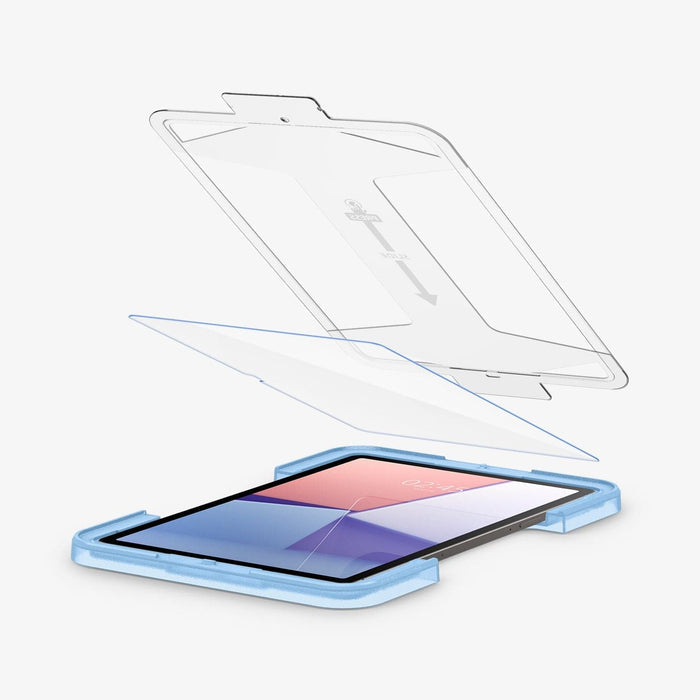 AGL07000 - Galaxy Tab S9 Screen Protector EZ FIT GLAS.tR showing the device installed in ez fit tray and screen protector hovering above