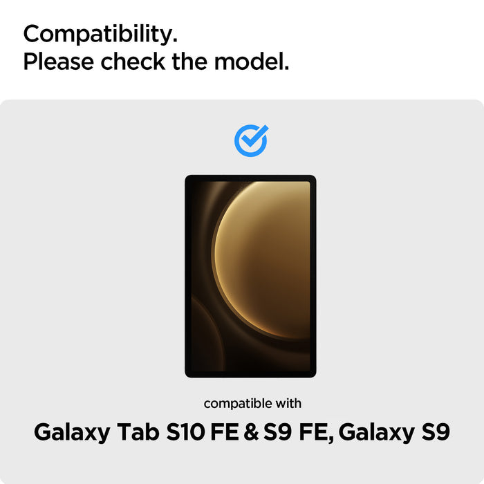 AGL07002 - Galaxy Tab S10 FE Series Screen Protector EZ FIT GLAS.tR showing the compatibility