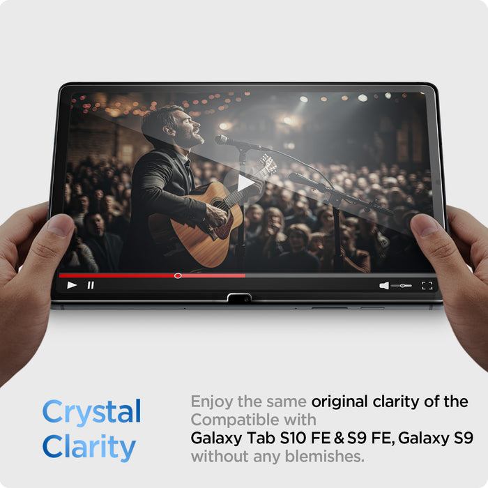AGL07002 - Galaxy Tab S10 FE Series Screen Protector EZ FIT GLAS.tR showing the crystal clarity