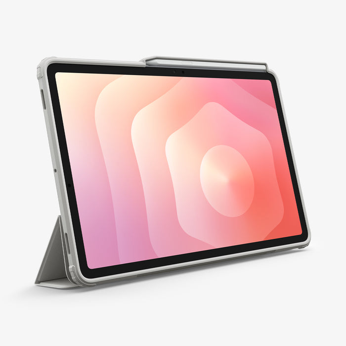 ACS10217 - Galaxy Tab S11 Case Air Skin Pro in Gray showing the front of the device while the front cover serve as a kickstand